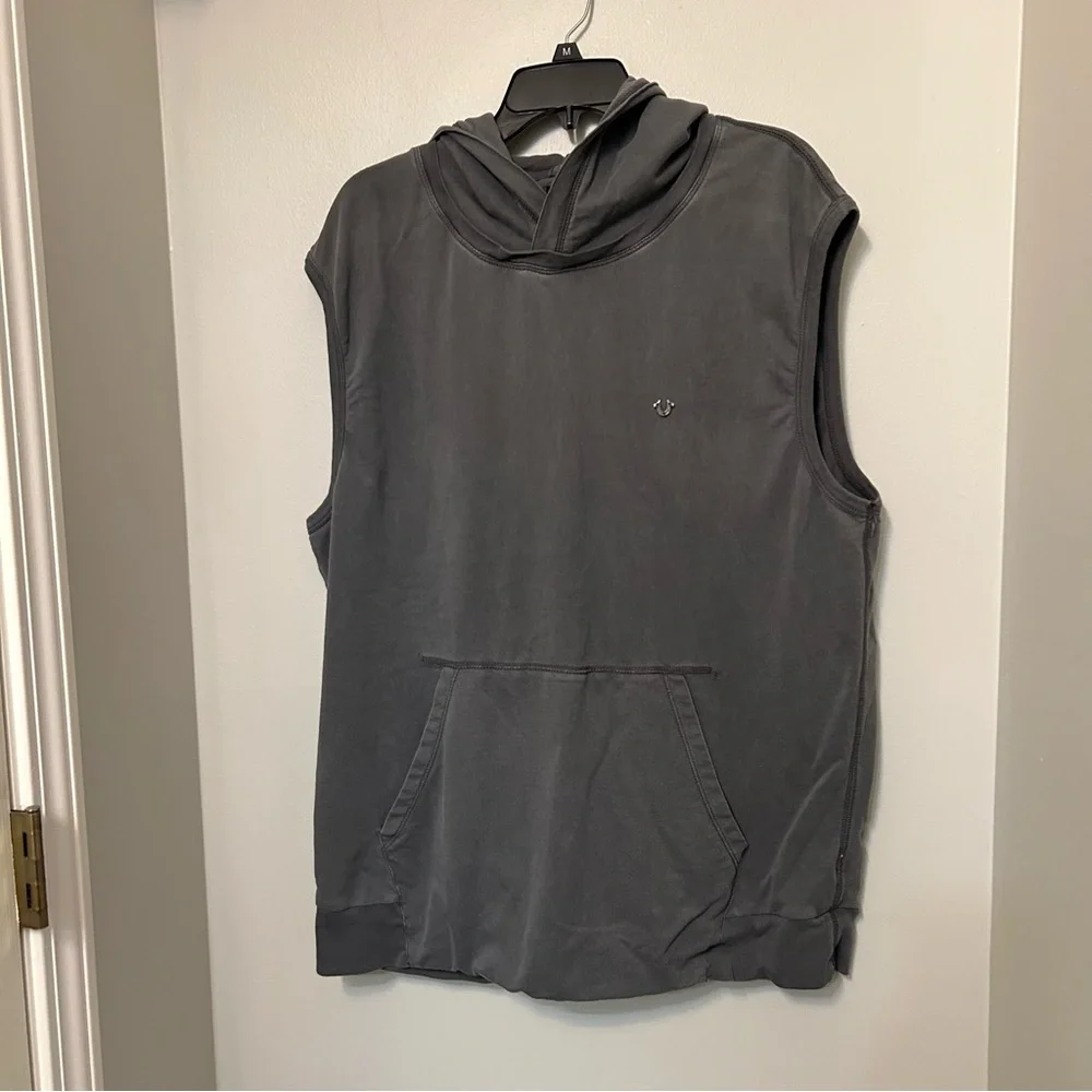 TRUE RELIGION Sleevless Hoodie Men’s Size XXXL 3XL MSRP $128 Gray Grey